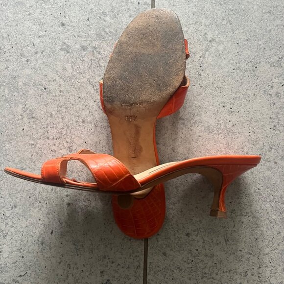 Manolo Blahnik CALLAMU orang ALLIGATOR CROCODILE mule - Picture 8 of 10